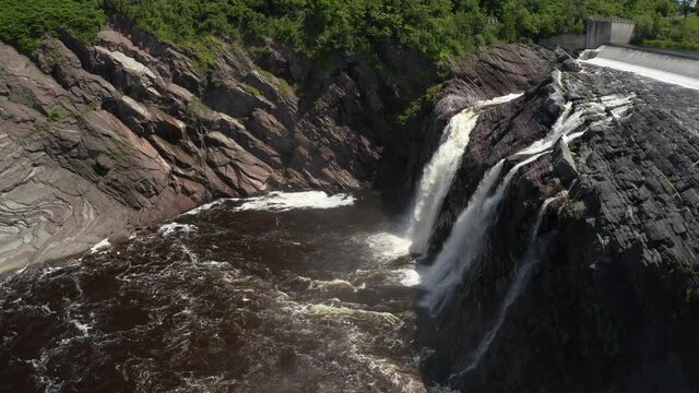Chutes de la Chaudi&egrave;re Waterfall in in Canada from drone