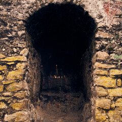 Religious place, where people carry candles to pray.