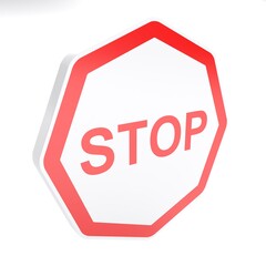 STOP street sign isolated on white background - 3D rendering illustration