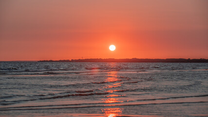 sunset on the sea horizon