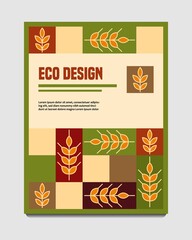 Template cover, flyer for cereal, eco products. Eco style.