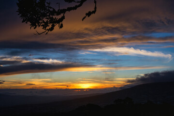 colorful sunset at the mountains