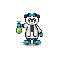cute panda scientist cartoon animal