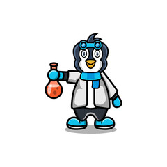 cute penguin scientist cartoon animal
