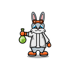 cute rabbit scientist cartoon animal