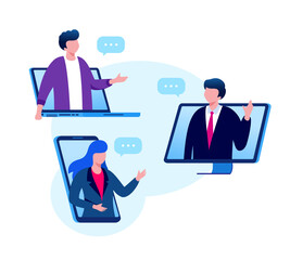 online meeting or video conference concept flat vector illustration for banner landing page 