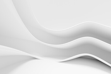 Abstract white Architecture Background. 3d render. Modern Geometric Wallpaper. Futuristic Technology Design