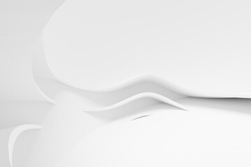 Abstract white Architecture Background. 3d render. Modern Geometric Wallpaper. Futuristic Technology Design