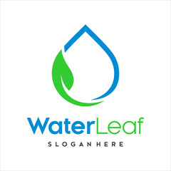 Water drop with leaf Logo template, vector illustration.