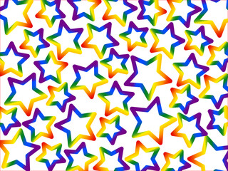 rainbow color star background, The sight of small and large rainbow stars scattered alternately looks strange and beautiful.