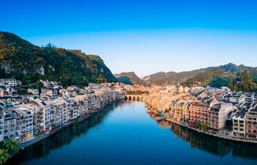 Fototapeta premium Scenery of Zhenyuan ancient town in Guizhou Province, China