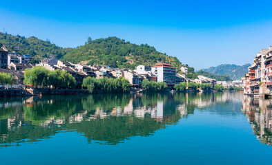 Fototapeta na wymiar Scenery of Zhenyuan ancient town in Guizhou Province, China