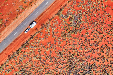 Central Australia aerial view with travelers