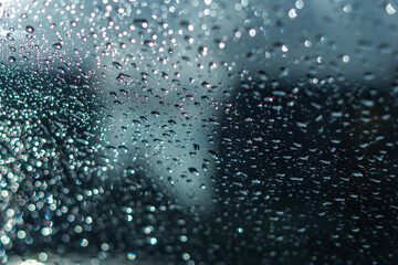 Rain drop on the car front mirror