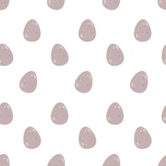 Seamless pattern with grey fossilized dinosaur eggs. Vector illustration. Spotted eggs