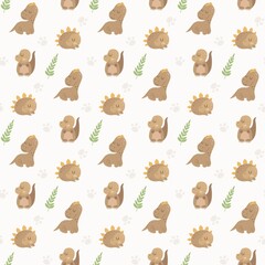 Obraz premium Baby Dinosaur seamless pattern. Child background for wrapping, packaging.