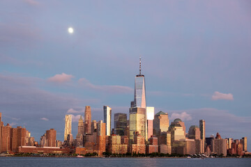 New York city lower Manhattan skyline at twilight