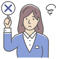 Business woman showing placards illustration ( X mark )