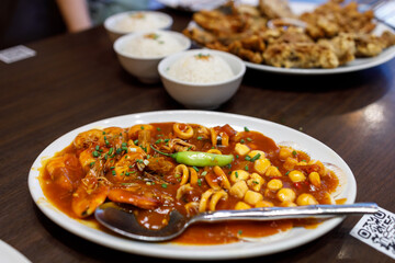 Filipino food - Seafood mix in Chilli Sauce