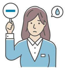 Business woman showing placards illustration ( minus mark )