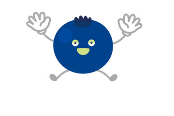 ジャンプするシンプルでかわいいブルーベリーのキャラクターのベクターイラスト