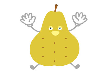 ジャンプするシンプルでかわいい洋梨のキャラクターのベクターイラスト