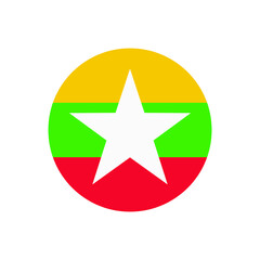 Round Burma flag vector icon isolated on white background. The flag of Myanmar in a circle.