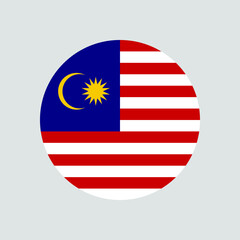 Round Malay flag vector icon isolated on white background. The flag of Malaysia in a circle.