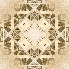 traditional square scarf with different geometric and paisley pattern