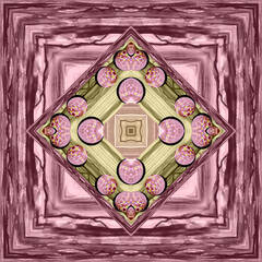 traditional square scarf with different geometric and paisley pattern