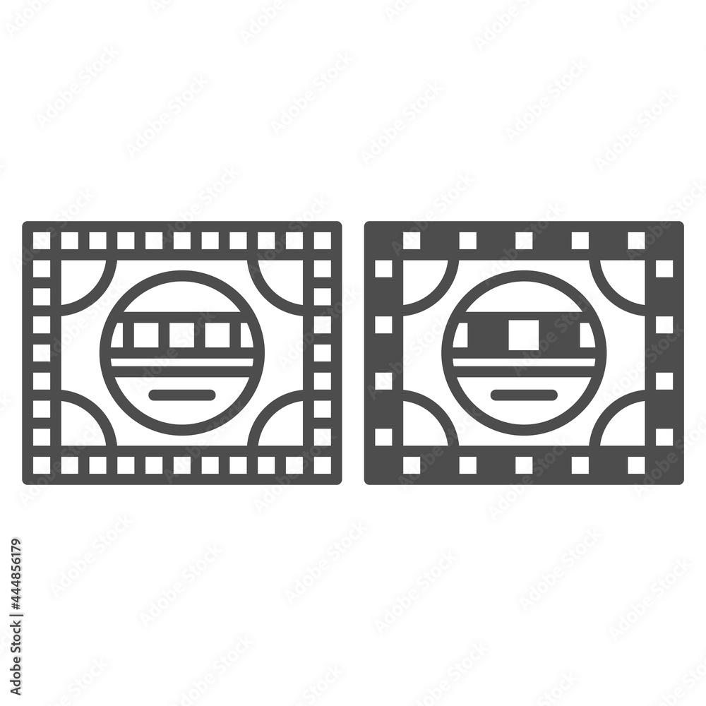 Poster setting table line and solid icon, monitors and tv concept, electronic configuration vector sign on 