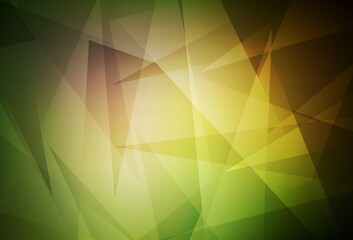 Dark Green, Yellow vector backdrop with lines, triangles.