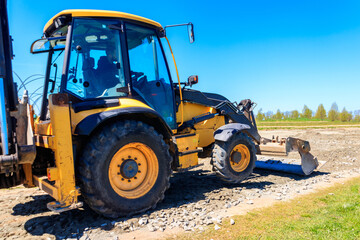 Bulldozer working on a road construction site