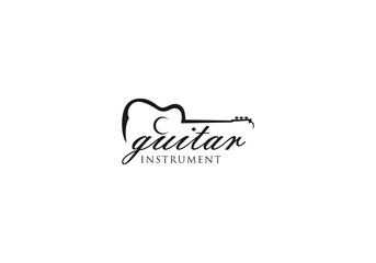 guitar logo in white background - obrazy, fototapety, plakaty