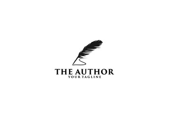 Feather, author logo design, vector in white background