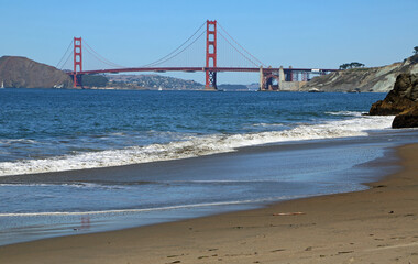 View at Golden Gate Bridge from Baker Beach - San Francisco, California