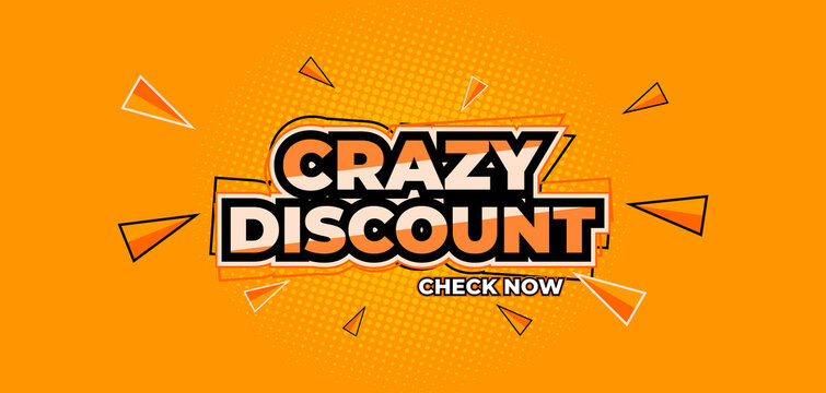 Vector graphic crazy discount yellow sale banner