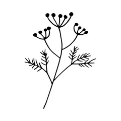 abstract flower icon. hand drawn doodle. vector, scandinavian, nordic, minimalism, monochrome. plant, herbarium.
