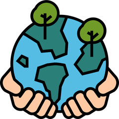 Save the planet icon. Ecology concept icon style