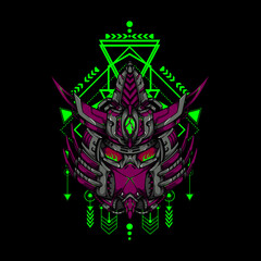 Obraz premium Cyborg Samurai Illustration can use for e-sport and gaming logo