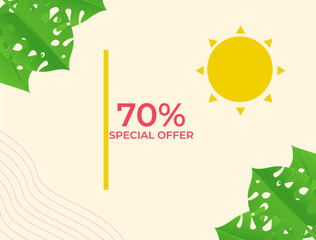 Summer background with green leaves in paper cut style