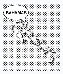 Pop art map of Bahamas