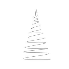 Christmas tree line draw, drawing, vector illustration