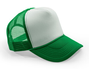 Side View Realistic Cap Mock Up In green Flash Color is a high resolution hat mockup to help you present your designs or brand logo beautifully. - Powered by Adobe