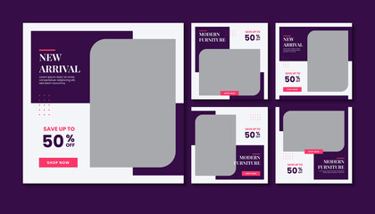 Minimalist modern furniture social media post template