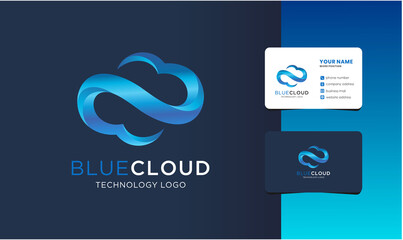 modern cloud logo with business card design.
