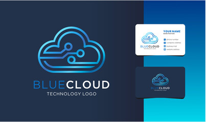 monogram cloud logo with business card design.