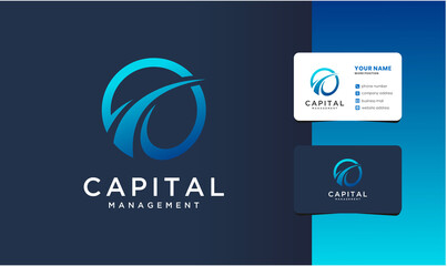 modern capital management logo with business card design.