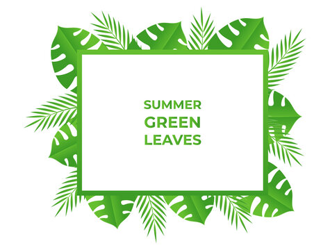 Summer sale banner template. Social media post or story template. Greenery leaves floral background for banner, poster, backdrop, flier and more