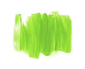 Green acrylic paint textured background. Organic creative banner. Brush stroke design.